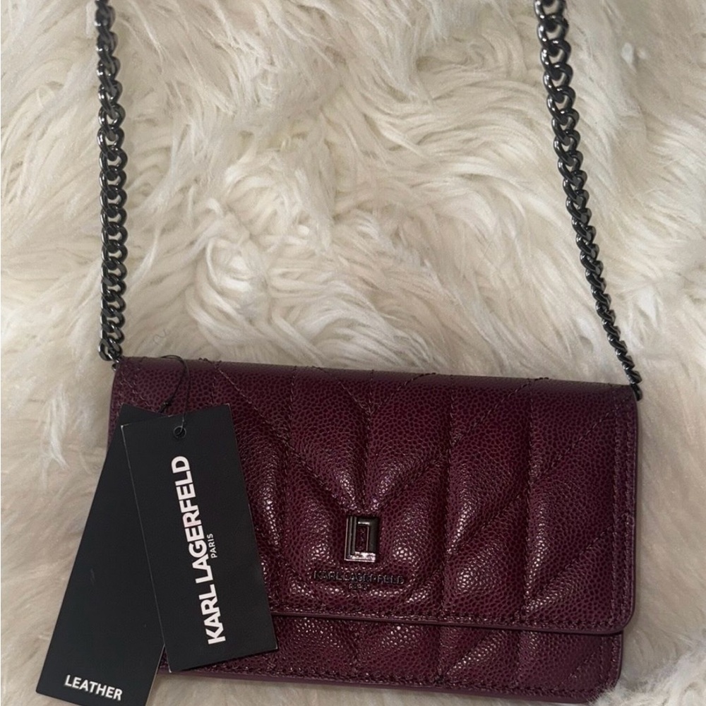 Karl Lagerfeld Dark Red Leather Crossbody Bag